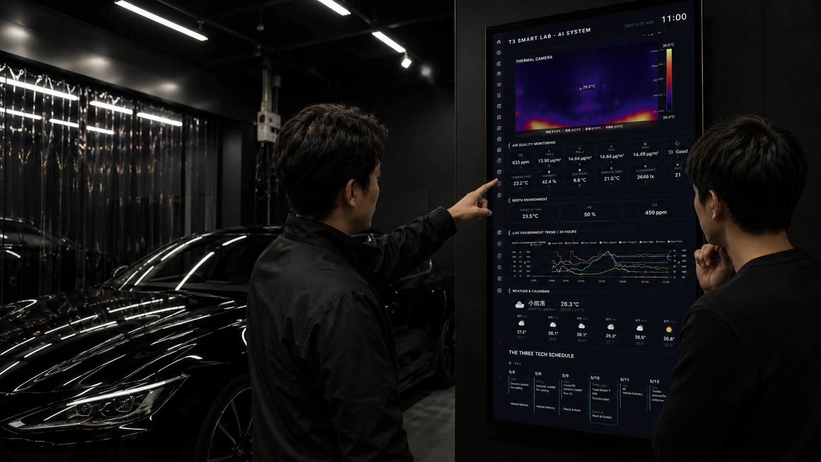 T3 AI SMART LAB SYSTEM カーコーティング施工環境モニタリング THE THREE TECH 石川県小松市