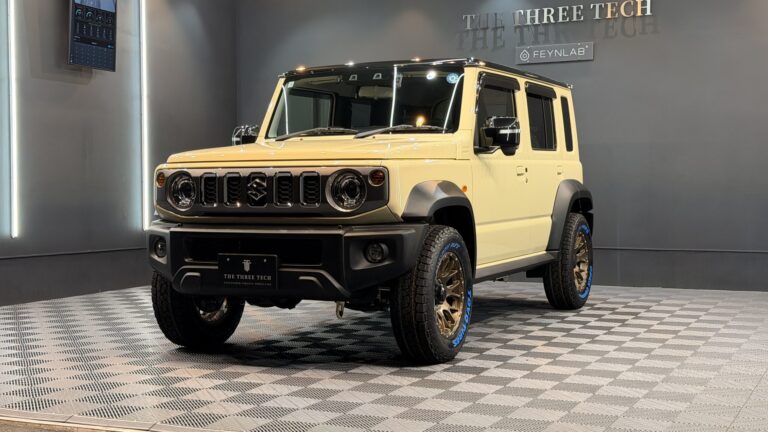 石川県小松市でFEYNLAB CERAMIC ULTRA Ver.3セラミックカーコーティング・防錆施工・ホイールカスタムを施工したスズキ ジムニーノマド（シフォンアイボリーメタリック2×ブラックルーフ）