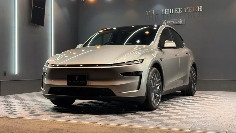 石川県小松市でセラミックコーティングを施工したテスラ Model Y L コズミックシルバー